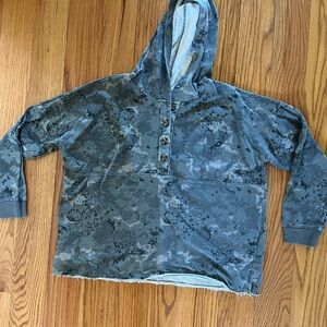 Green Camouflage Hooded Henley Sweatshirt